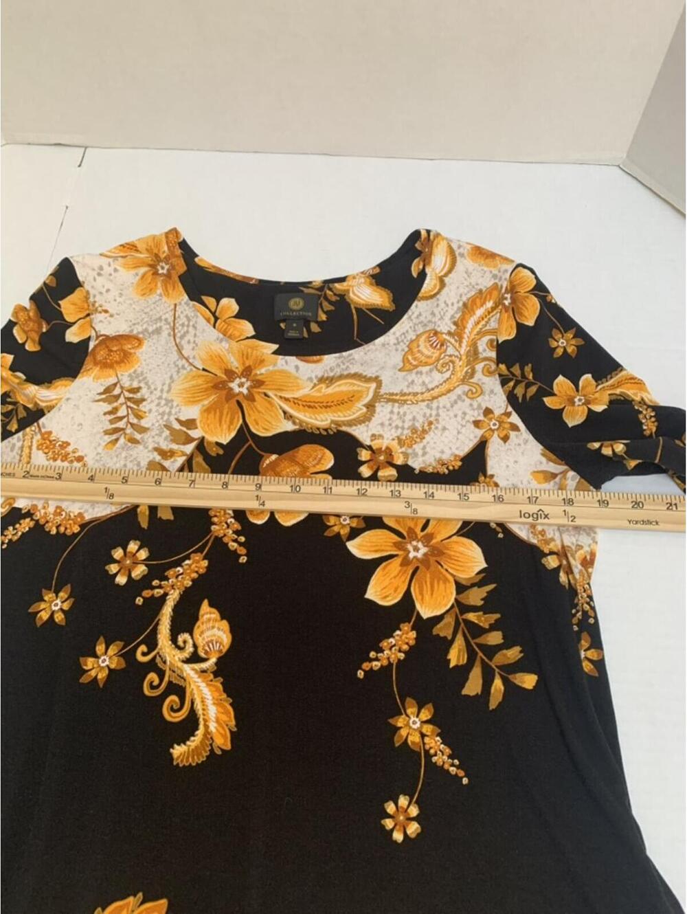 JM Collection Womans Size Medium Black and Gold Tunic Shirt Blouse Top - Picture 7 of 9